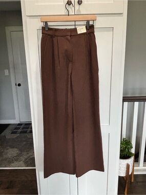 ✨Abercrombie & Fitch Ultra High-Waist Wide-Leg Brown Trousers